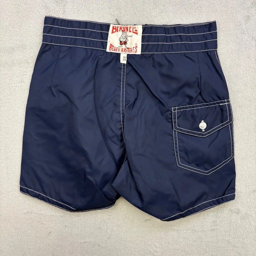 Birdwell Beach Britches Board Shorts Mens 28 Navy Blue Lace Up Front Vintage 70s